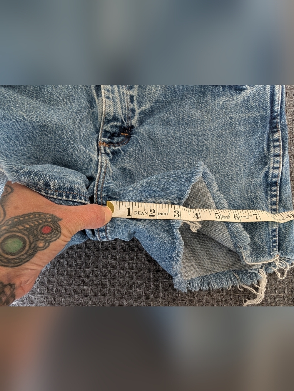 Wrangler Distressed High-Waist Denim Shorts - Light Blue - Picture 9 of 10